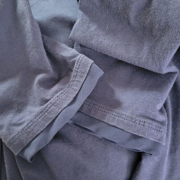 LOGO Lori Goldstein M LS Pockets Blue Chiffon Trim Long Jersey Tunic Blouse - Picture 7 of 8